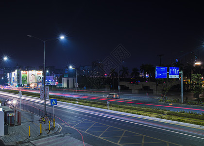 街道夜景公路高清图片素材