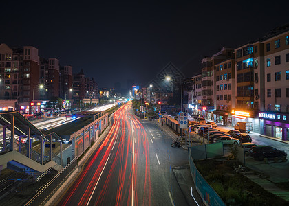 街道夜景交通拥挤高清图片素材