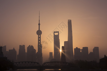 上海魔都的日出城市夜景高清图片素材