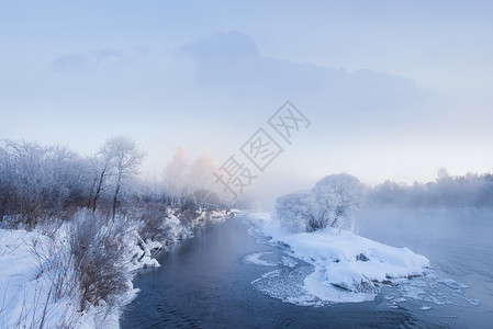 冰雪素材 冰瀑 雾凇背景图片