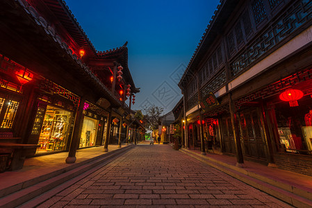 山东著名景区台儿庄古城夜景背景