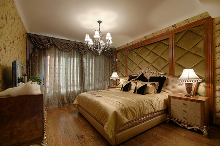 家装欧式卧室样板间样板房高清图片素材