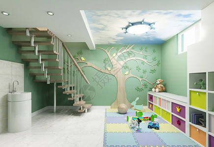 树效果图幼儿园早教室效果图背景