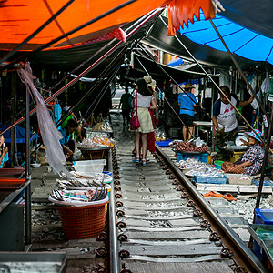 泰国美功铁道市场Maeklong Railway背景