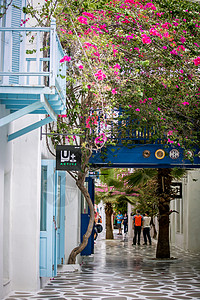 泰国希腊地中海风格装修的庭院背景图片