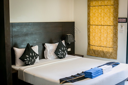 泰国酒店房间床高清图片素材