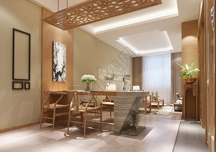 中式餐厅客厅效果图背景图片