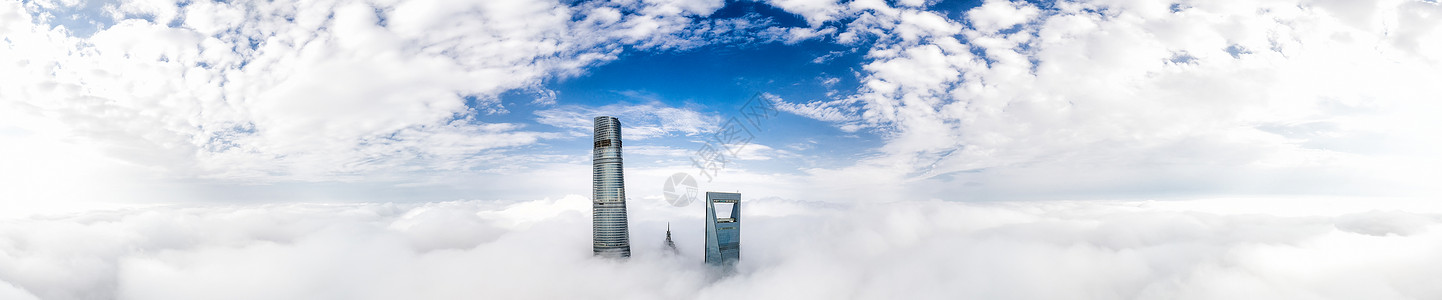 上海陆家嘴城市天际线全景背景图片