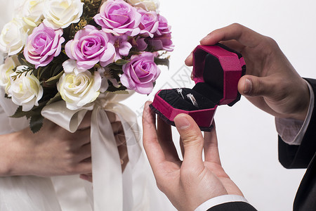 新人结婚求婚戴戒指背景图片