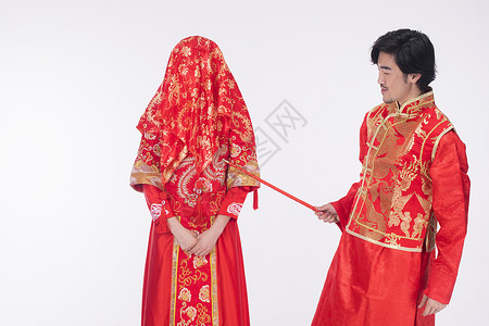 红盖头新娘传统结婚嫁娶背景