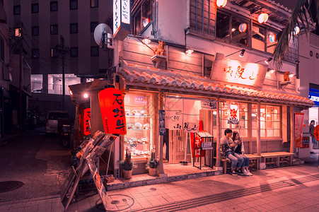 日本橱窗日本冲绳街头夜景背景