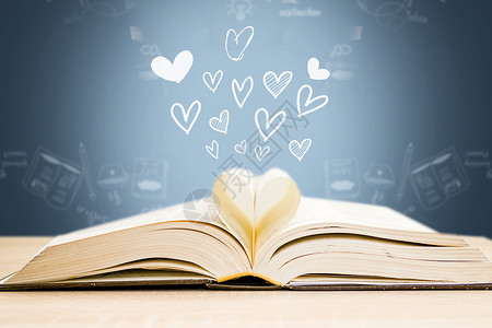 展开的书校园爱情设计图片