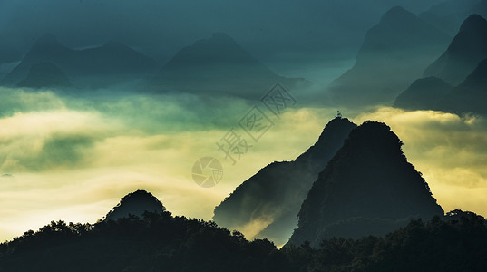 山川景物元素风云山峦背景