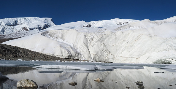 冰山倒影慕士塔格峰背景
