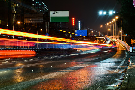 车灯素材免费繁忙夜晚城市道路素材背景