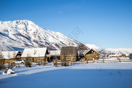 新疆禾木村冬季雪景自然美高清图片素材