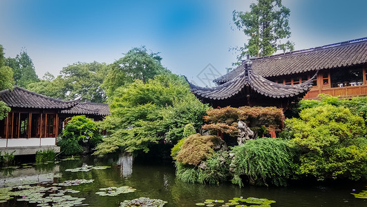 古风桌椅素材江南园林庭院背景