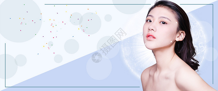 韩国女孩美容海报背景设计图片