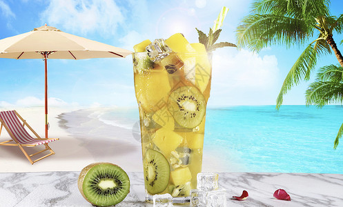夏季猕猴桃汁健康水果饮食设计图片