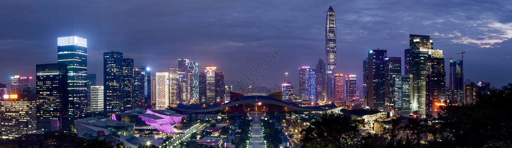 音乐厅背景深圳福田区中轴线夜景全景背景