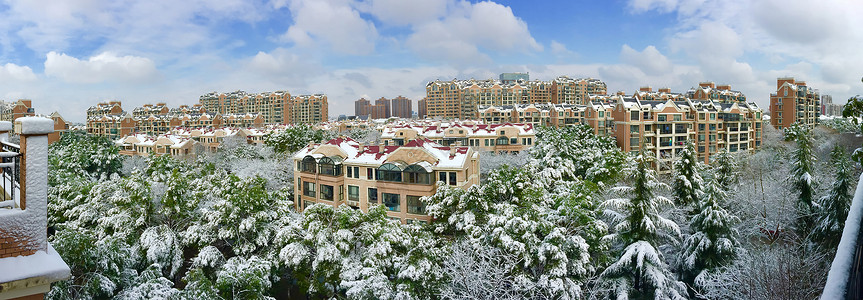 雪后小区的风景背景图片