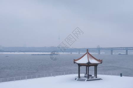 武汉冬天江滩雪景风景高清图片素材