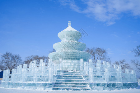 吉林雾凇岛冰雪大世界天坛冰雕背景