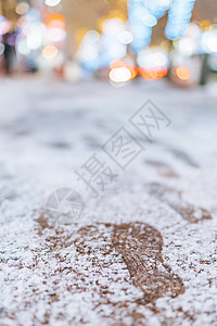 城市积雪脚印背景图片