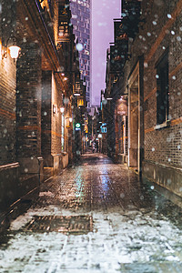 城市街道的雪景图片
