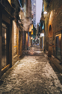 城市街道的雪景雨高清图片素材