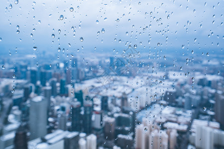 上海冬季上海雨雪天气城市建筑全景背景