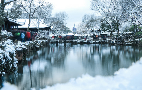 拙政园雪景拙政园景色高清图片