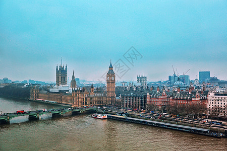 伦敦雾霾英国伦敦城市建筑风光背景