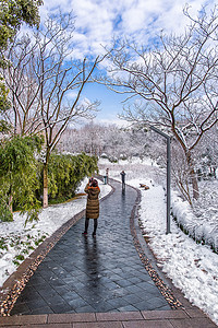 雪中景色和拍照的人们图片
