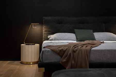 黑色卧室现代风格卧室床品背景