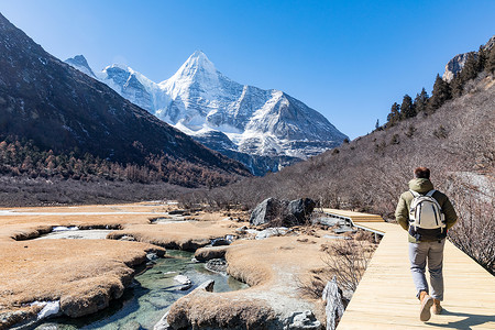 稻城亚丁央迈勇神山风景背景图片