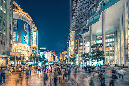 商业消费购物上海南京路之夜背景