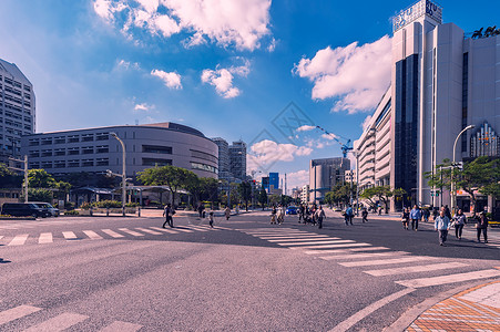 万座毛日本冲绳城市道路背景