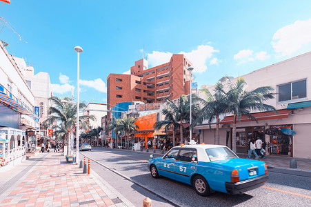 万座毛日本冲绳商业街背景