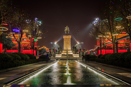 水景夜景西安大唐不夜城背景