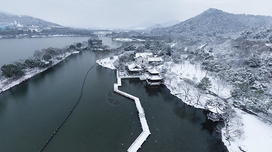 湖岸风光杭州雪景风光背景