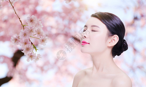 桃花春色美容美女海报设计图片