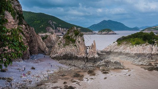 象山花岙岛海上石林背景图片