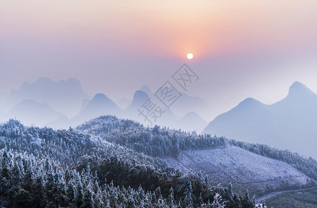 山川景物元素桂林雪景背景