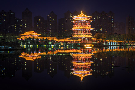 长安八景大唐芙蓉园夜景背景