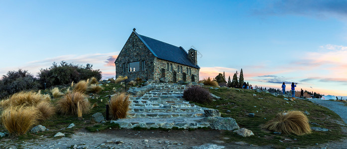 新西兰蒂卡波牧羊人教堂旅游目的地高清图片素材