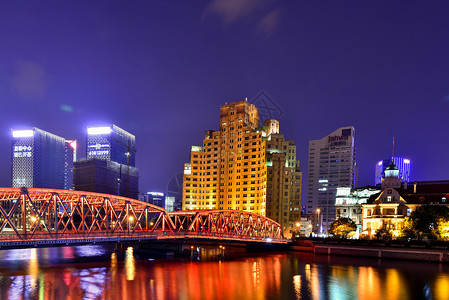 上海外白渡桥夜景楼高清图片素材