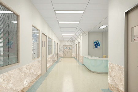 病房效果图后现代医院走廊效果图背景