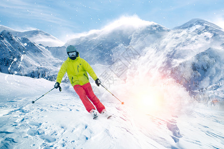 滑雪亲子冬季运动滑雪设计图片