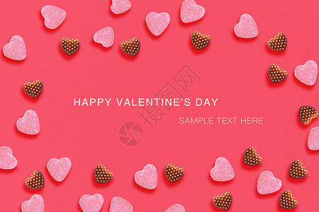白色红色爱心情人节爱心糖果背景设计图片